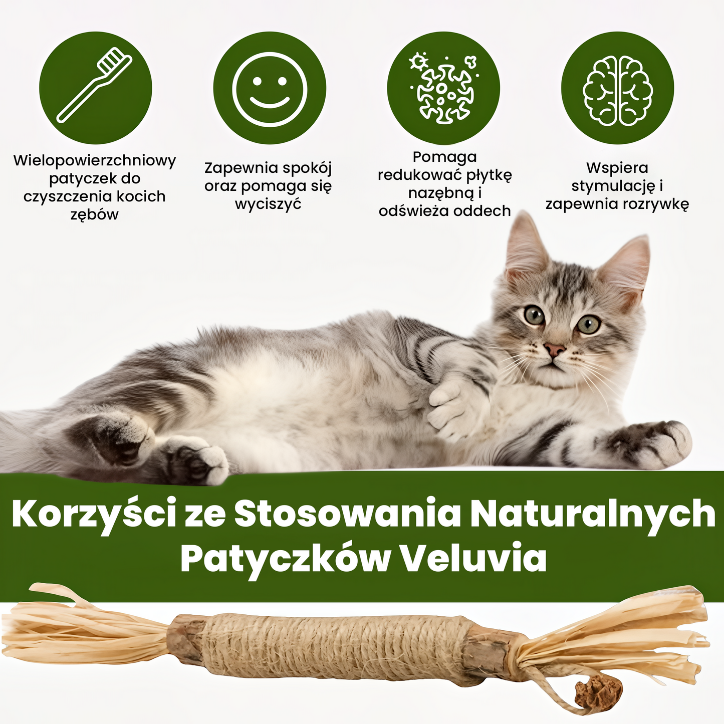 Patyczki Veluvia - Dla zdrowych zębów, świeżego oddechu i spokojnego kota